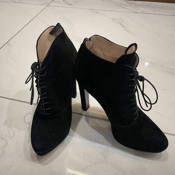 Prada Black Suede Lace Up Booties - Size 35 - Picture 10 of 13